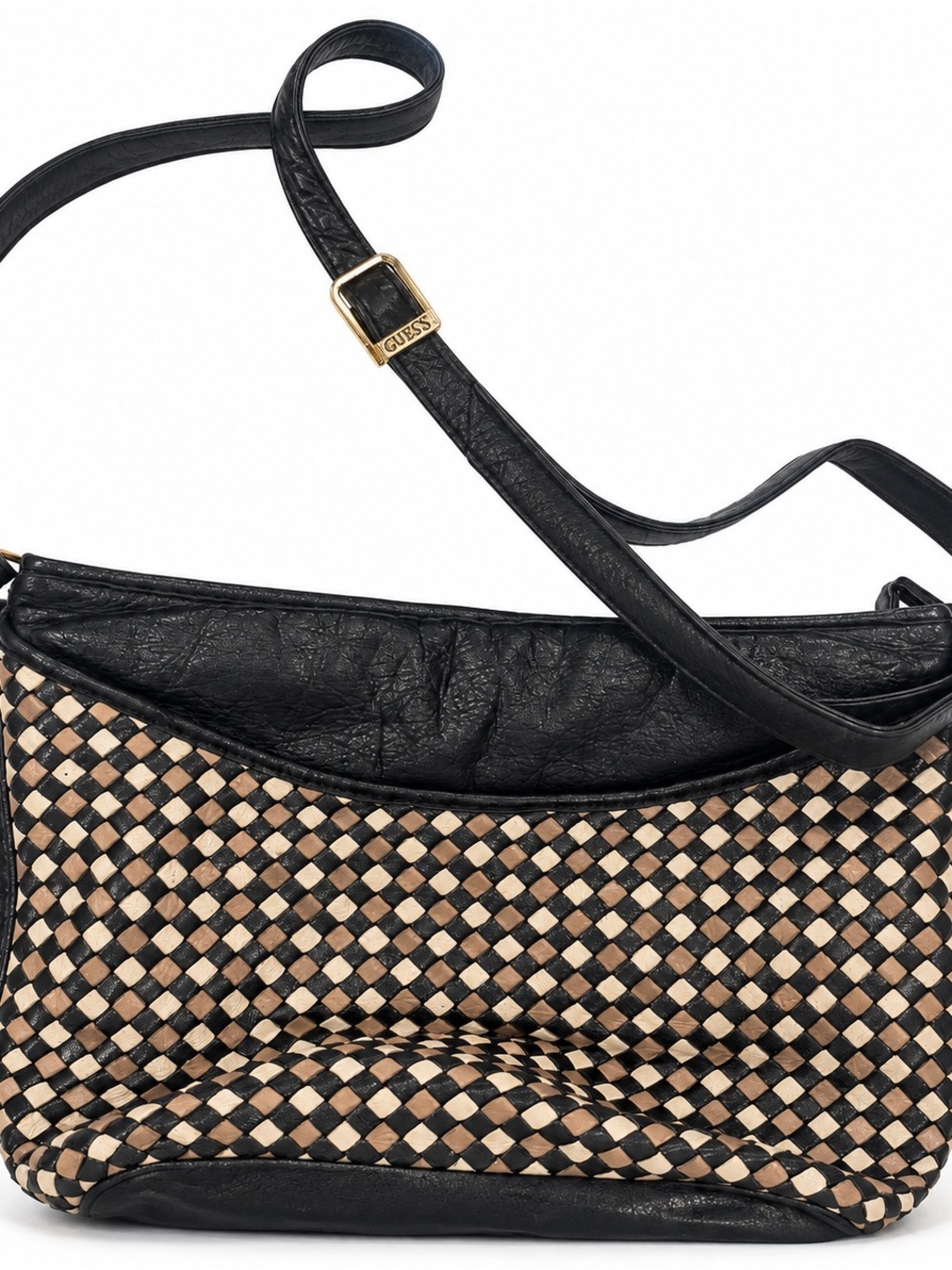 Vintage Ganson Black & Beige Woven Shoulder Bag